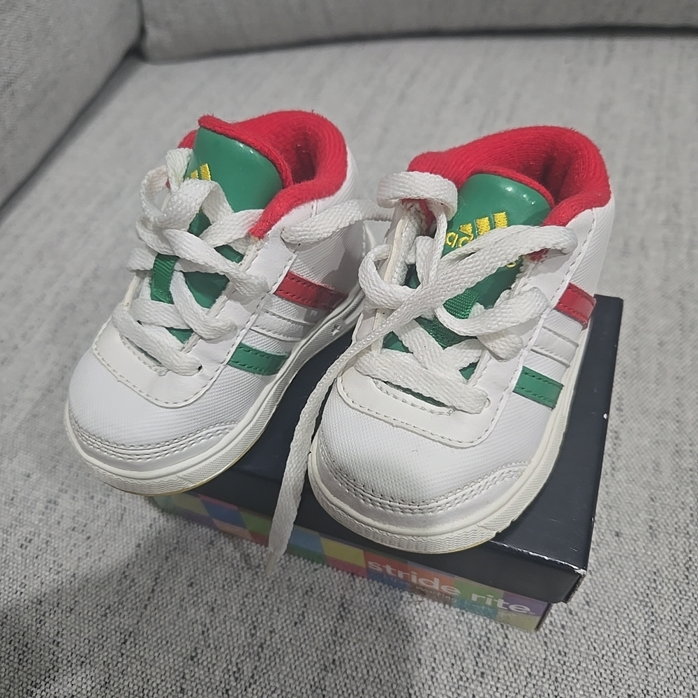 Adidas Kids Sneakers White with Green and Red Accents